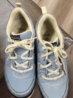 Ahnu Light Grey and Yellow Sneakers by - Comfortable Everyday Shoes